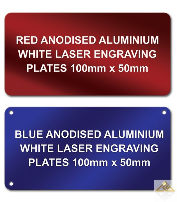 Anodised Aluminium Plate 100mm x 50mm - Laser engraved