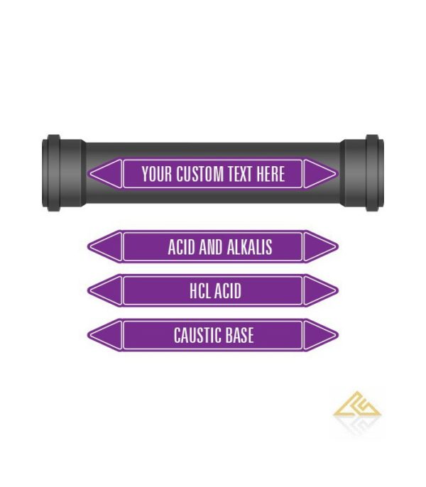 Pipe Marker 10 Pack - Acids & Alkalis Coloured Coded Violet