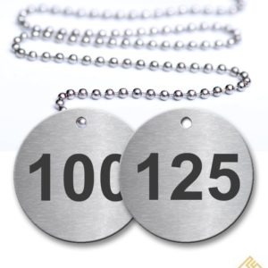 100-125 Numbered Tags Pack - Engraved Stainless Steel